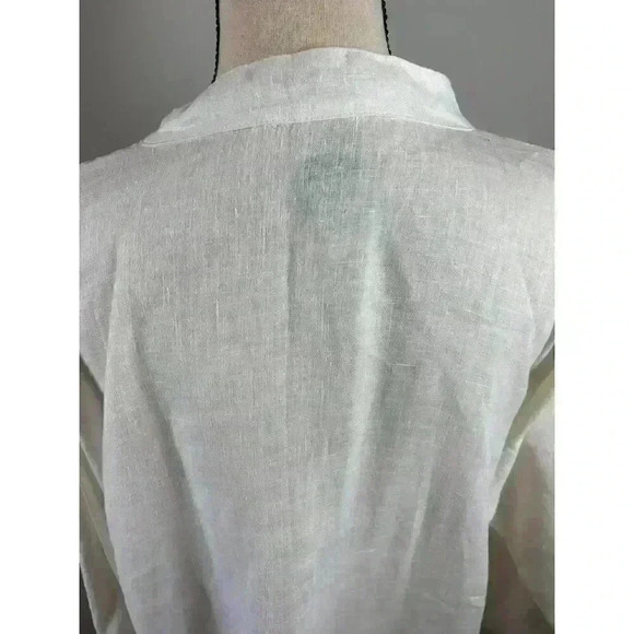 Match Point Linen Tunic Blouse Women's 2XL Minimalist Lagenlook White Buttons - Picture 9 of 14